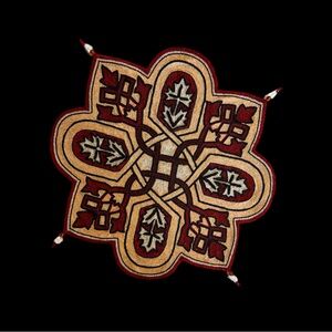 Vintage Hand Beaded Tablecloth Glass Beads Ornate Pattern Handmade Tapestry